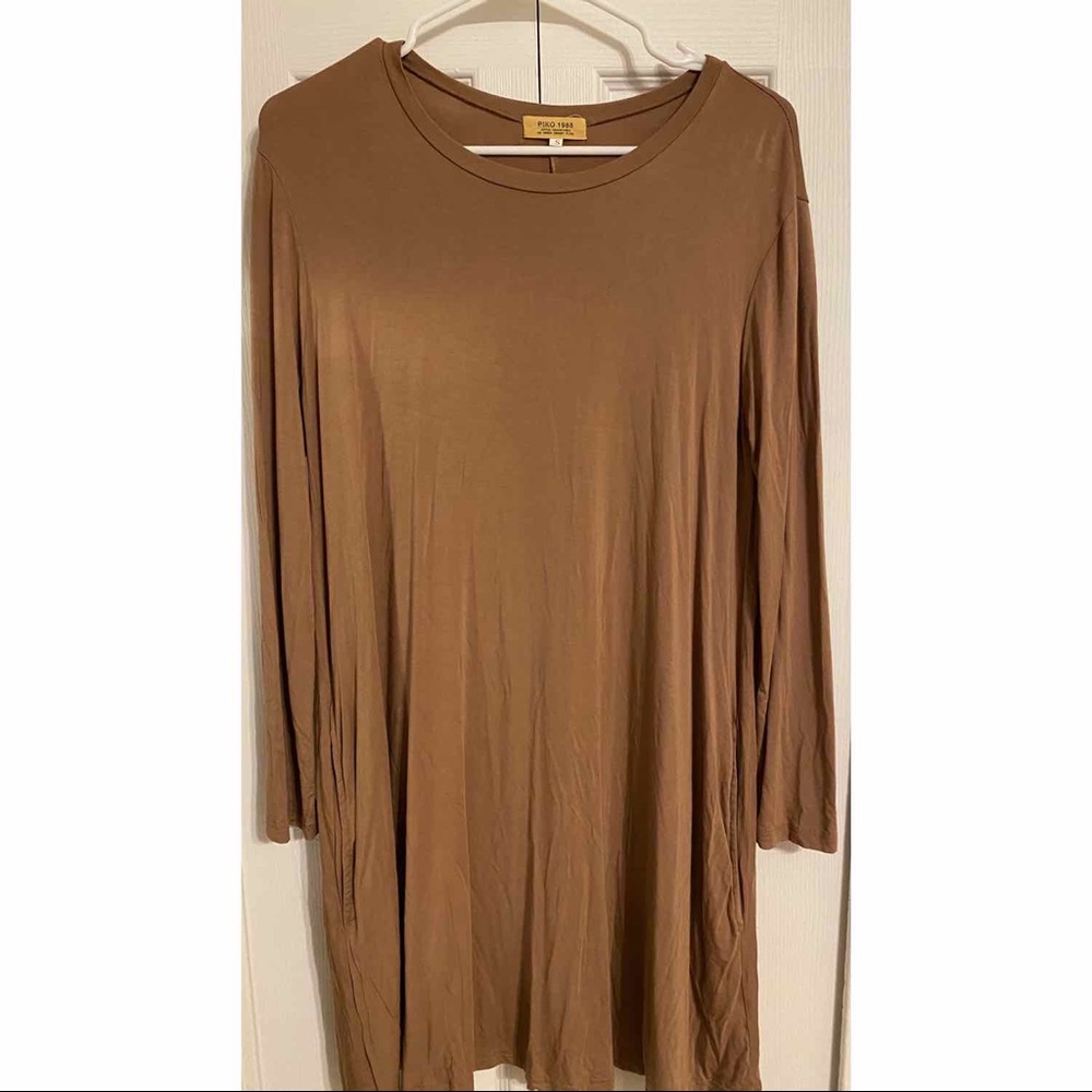Light brown long sleeve PIKO dress